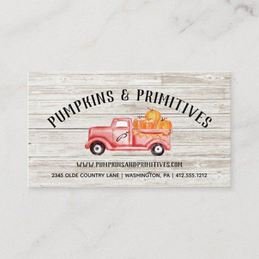 Carte De Visite Rustique Pays Citrouille Ferme Bois (Devant)