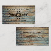 Carte De Visite Rustique Pays en bois Texture Graphique Voiture d' (Devant / Derrière)