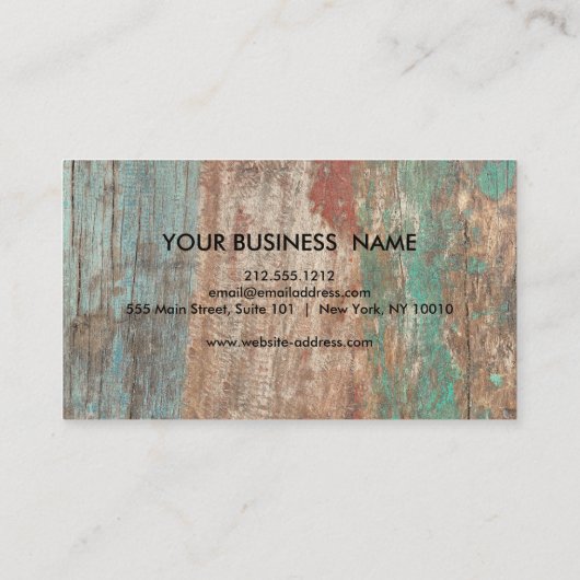 Carte De Visite Rustique Pays en bois Texture Graphique Voiture d' (Dos)