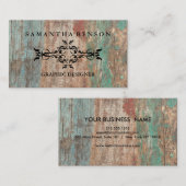 Carte De Visite Rustique Pays en bois Texture Graphique Voiture d' (Devant / Derrière)