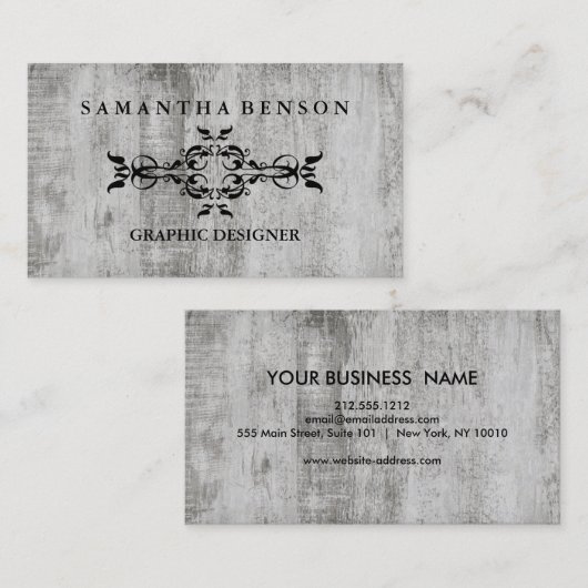 Carte De Visite Rustique Pays en bois Texture Graphique Voiture d' (Devant / Derrière)