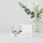 Carte De Visite Rustique Pays Mason Fleurs Jar Blanches Hydrangeas (Debout devant)