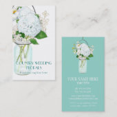 Carte De Visite Rustique Pays Mason Fleurs Jar Blanches Hydrangeas (Devant / Derrière)