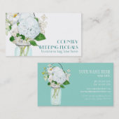 Carte De Visite Rustique Pays Mason Fleurs Jar Blanches Hydrangeas (Devant / Derrière)