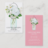 Carte De Visite Rustique Pays Mason Fleurs Jar Blanches Hydrangeas (Devant / Derrière)