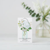 Carte De Visite Rustique Pays Mason Fleurs Jar Blanches Hydrangeas (Debout devant)