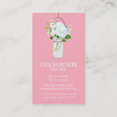 Carte De Visite Rustique Pays Mason Fleurs Jar Blanches Hydrangeas (Dos)
