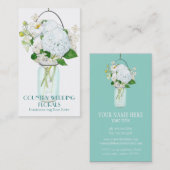Carte De Visite Rustique Pays Mason Fleurs Jar Blanches Hydrangeas (Devant / Derrière)