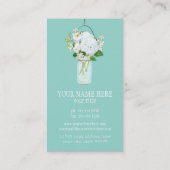 Carte De Visite Rustique Pays Mason Fleurs Jar Blanches Hydrangeas (Dos)