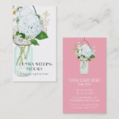 Carte De Visite Rustique Pays Mason Fleurs Jar Blanches Hydrangeas (Devant / Derrière)