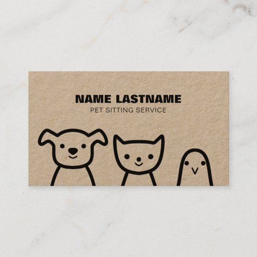 Carte De Visite Rustique Personnalisé Simple Mignonne Animaux de c (Devant)