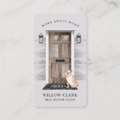 Carte De Visite Rustique Porte en bois Immobilier anglais Bulldog (Devant)