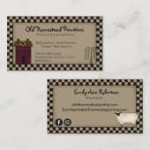 Carte De Visite Rustique primitif Bois à Salles Rouge Willow Tree  (Devant / Derrière)