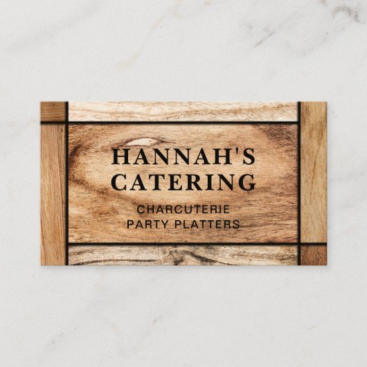 Carte De Visite Rustique Simple Bois Charcuterie Script (Devant)