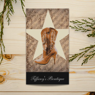 Carte De Visite Rustique Texas Star Western Country Cowgirl Boot