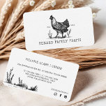 Carte De Visite Rustique Vintage Sketch Farm Hen Dusty Blanc<br><div class="desc">Nous avons conçu ce magnifique carte de visite à thème de ferme. Ce carte de visite est parfait pour les petites fermes, les fermes familiales, les ranchs, le marché des fermiers, la ferme à oeufs, la marque alimentaire et bien plus encore. Notre carte de visite de style Farm présente notre...</div>