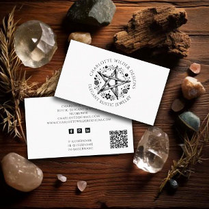 Carte De Visite Rustique Wiccan Pagan Jewelry Designer QR Code