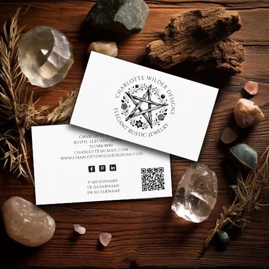 Carte De Visite Rustique Wiccan Pagan Jewelry Designer QR Code