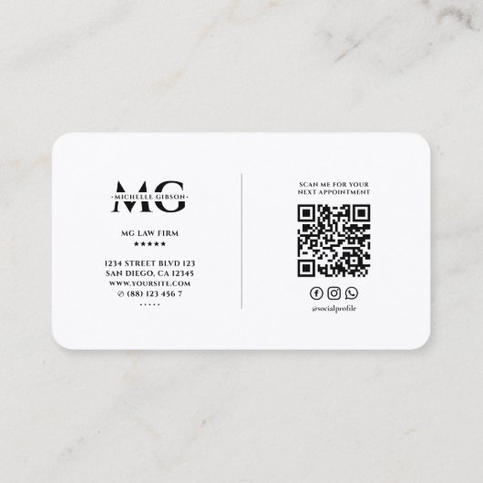 Carte De Visite Sable Élégant De Notaire Mobile Moderne Minimal (Dos)