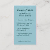 Carte De Visite Sable et vignes florales Instructions de soins élé (Dos)