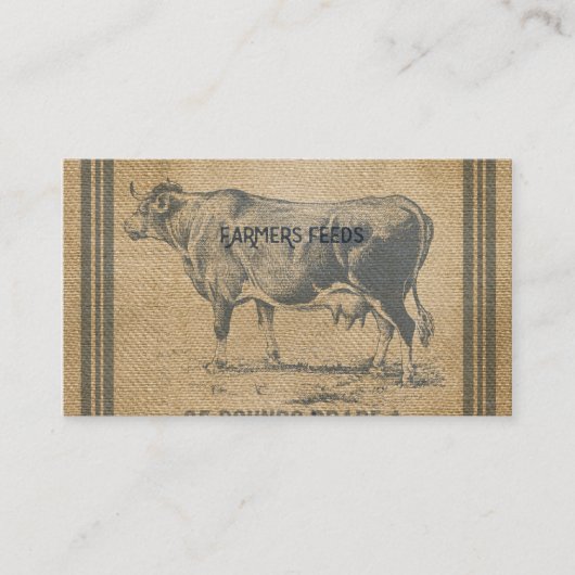 Carte De Visite sac à alimentation de vache à toile de jute (Devant)