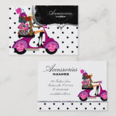 Carte De Visite Sac À Main Scooter Fille Mode Points (Devant / Derrière)