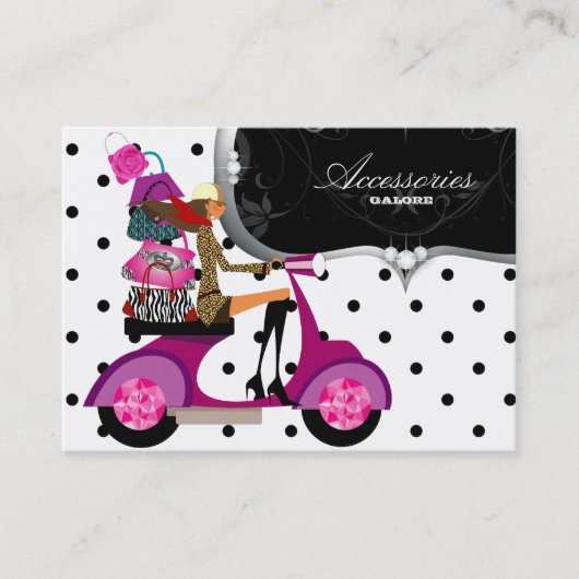 Carte De Visite Sac À Main Scooter Fille Mode Points (Devant)