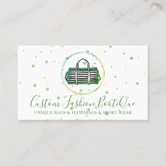Carte De Visite Sac de la boutique verte de mode (Devant)