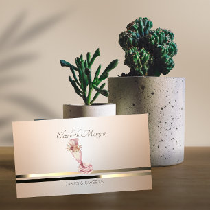 Carte De Visite Sac de tuyauterie moderne Fleurs Boulangerie Lumin