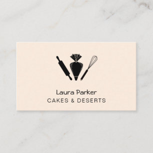 Carte De Visite Sac de tuyauterie Whisk Cuisine Cupcake Chef pâtis