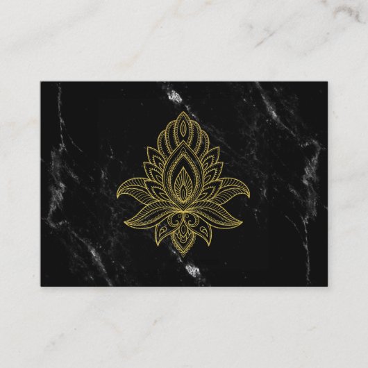 Carte De Visite ~ Sacred Gold Hamsa Abstrait Marbre noir blanc (Devant)