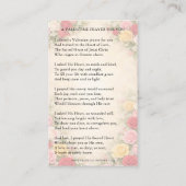 Carte De Visite Sacred Heart of Jesus Valentines Prayer Roses (Dos)