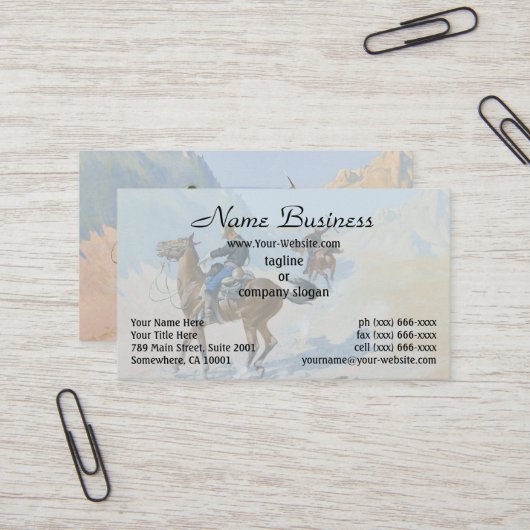 Carte De Visite Sacrifice militaire Frederic Remington (L'embuscad (Devant/Arrière en situation)