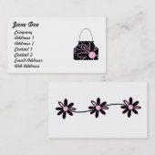 Carte De Visite Sacs à main floraux féminin noir et rose (Devant / Derrière)