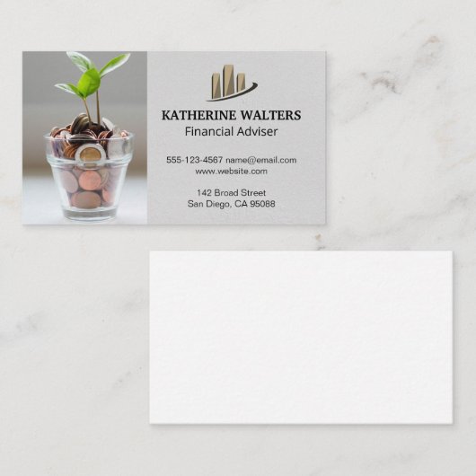 Carte De Visite Sacs | Modifier le Plante | Graphique à barres (Devant / Derrière)