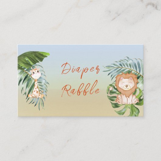 Carte De Visite Safari Jungle Tropical Diaper Raffle Douche Jeu (Devant)