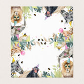 Carte De Visite Safari Party Animaux Étiquette alimentaire Fille A (Extérieur déplié)