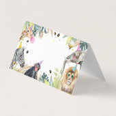 Carte De Visite Safari Party Animaux Étiquette alimentaire Fille A (Dos)
