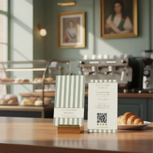 Carte De Visite Sage Bandes Verticales Code QR Boulangerie Françai