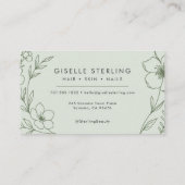 Carte De Visite Sage botanique moderne Typographie du nom vert (Dos)