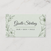 Carte De Visite Sage botanique moderne Typographie du nom vert (Devant)