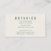 Carte De Visite Sage botanique moderne Vert Floral Simple (Dos)