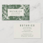 Carte De Visite Sage botanique moderne Vert Floral Simple (Devant / Derrière)