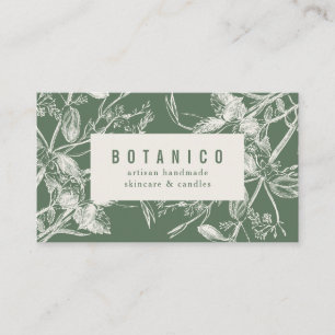 Carte De Visite Sage botanique moderne Vert Floral Simple