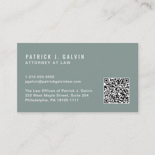 Carte De Visite Sage de code QR professionnel minimal vert (Devant)