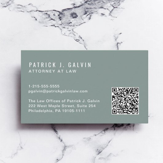 Carte De Visite Sage de code QR professionnel minimal vert