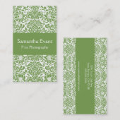 Carte de visite sage et blanc de damassé (Devant / Derrière)