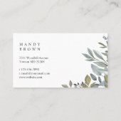 Carte De Visite Sage Et Feuille Aquarelle Verdure (Dos)