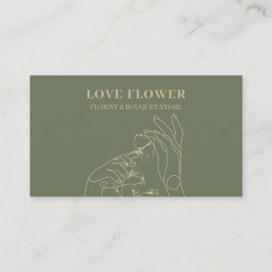 Carte De Visite Sage Gold Botanique Fleur tenue à la main