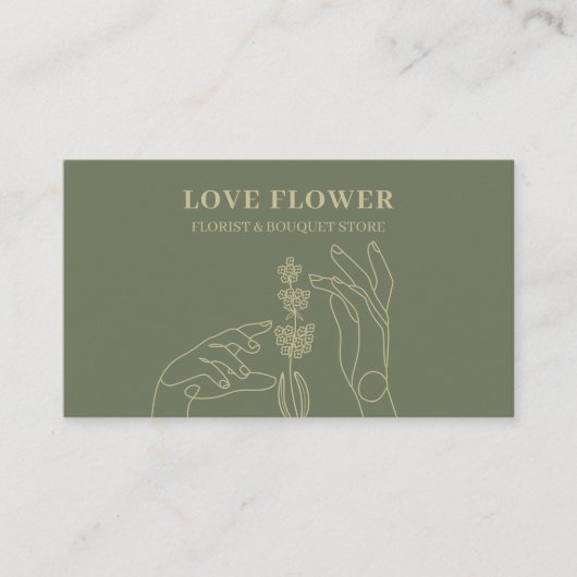 Carte De Visite Sage Gold Florist Mains Botaniques Tenir (Devant)
